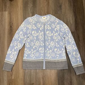 Talbots Womens Sweater Medium Blue Hong Kong Cottagecore‎ English Countryside